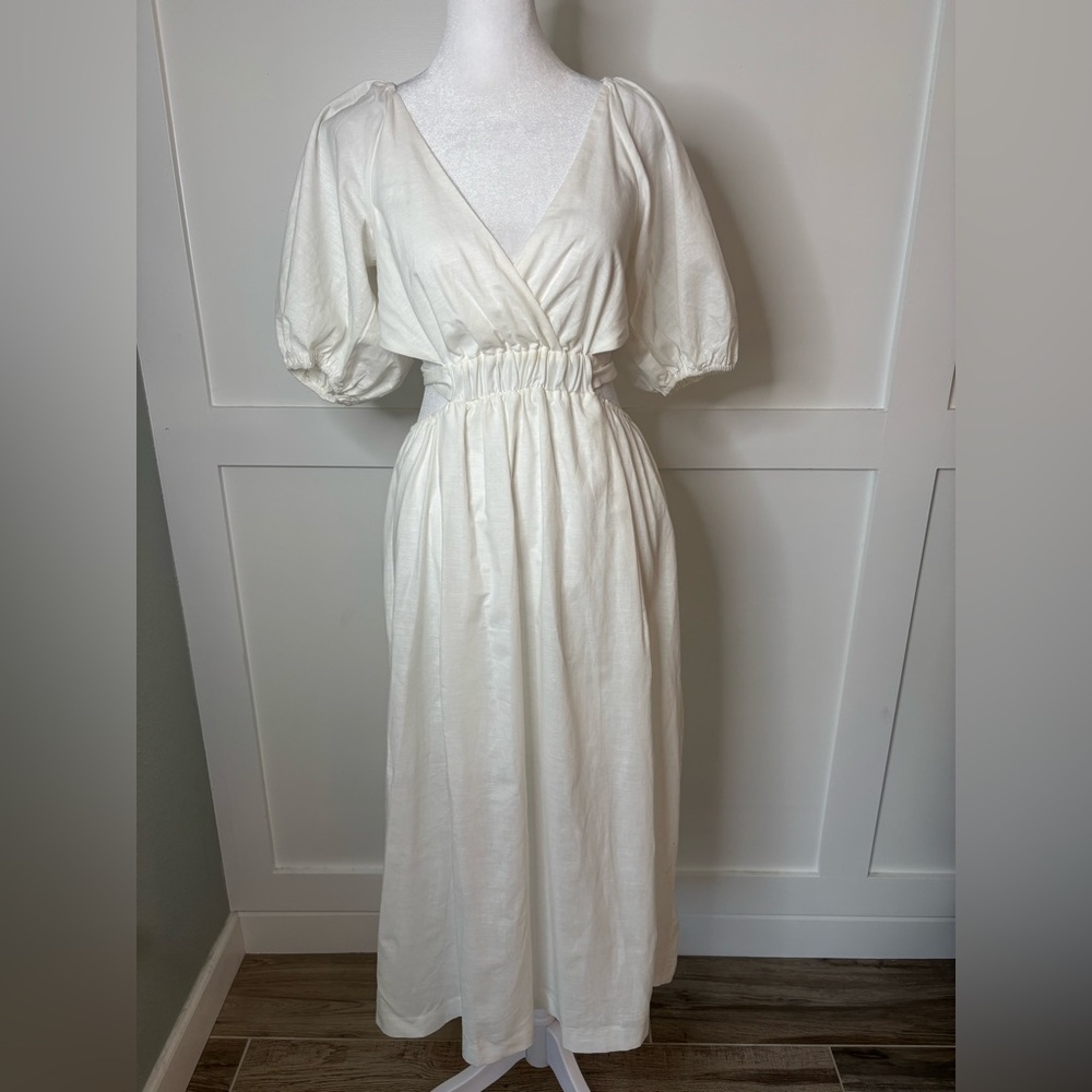 Chic Ivory Wrap Midi Dress new with tags size 2